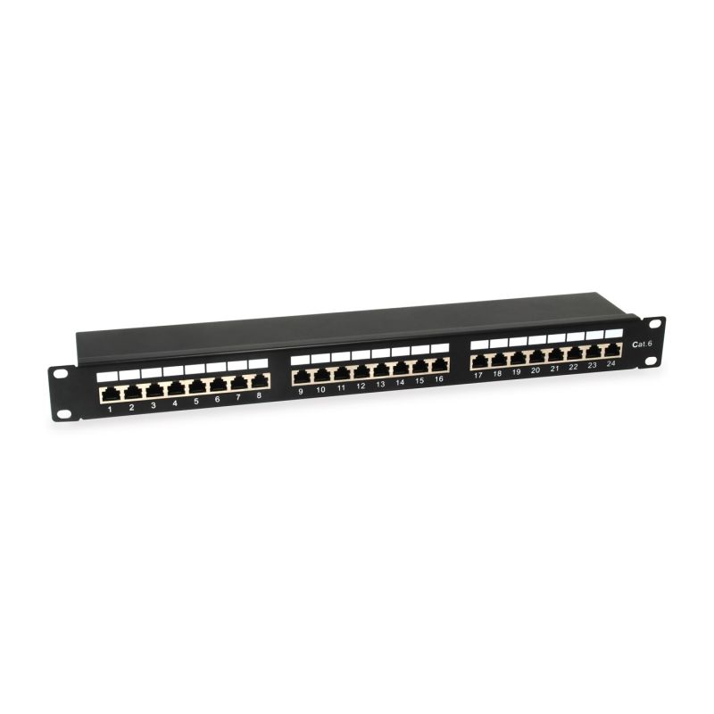 Ausstattung: 19-Zoll-Patchpanel, 24xRJ45, Cat6, FTP, 1 HE, 250 MHz, RAL9005