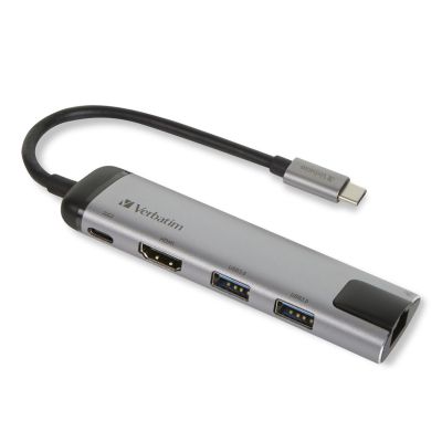 6. Verbatim 49141 USB 3.2 Gen 1 (3.1 Gen 1) Typ-C Dockingstation, Schwarz, Silber