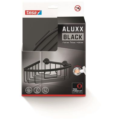 TESA ALUXX SCHWARZ Aluminium-Wandduschkorb