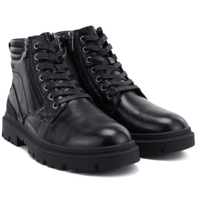 10. Schwarze Herren-Ankle-Boots aus Leder mit zwei Reißverschlüssen, Big Star UU174242