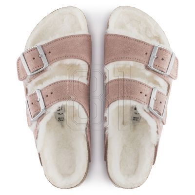 7. Birkenstock Arizona Suede Leather Shearling Pink Clay LAF Narrow Insulated Flip-Flops (1023258)