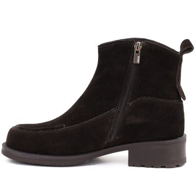 3. Damen-Ankle-Boots aus Leder mit Ziernähten, Schokoladenbraun, Big Star