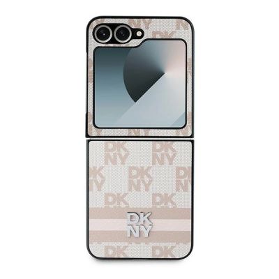 2. DKNY Checkered Pattern Printed Stripes Hülle für Samsung Galaxy Z Flip 6 – Rosa