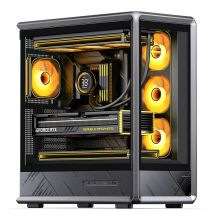 Jonsbo D401 PC- , Midi-Tower, ATX, gehärtetes Glas - schwarz