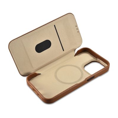 16. iCarer CE Premium Leather Folio Case iPhone 14 Pro Magnetic Flip Leather Folio Case MagSafe braun (WMI14220714-BN)