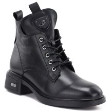 Schwarze Damen-Lederstiefeletten mit Absatz Vinceza 133145