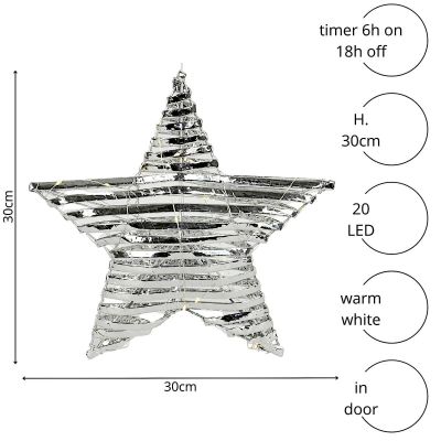 5. DEKORATIVER STERN 20 LED 30 CM SILBER