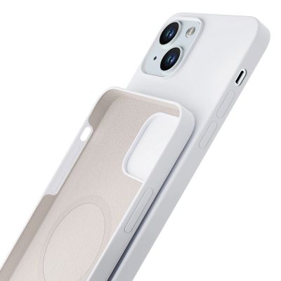 4. 3mk Hardy Silicone MagCase Hülle für iPhone 15 – Weiß und Silber
