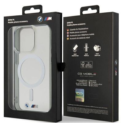 8. Hülle BMW BMHMP14LHCRS iPhone 14 Pro 6.1" transparente Hardcase Silberring MagSafe