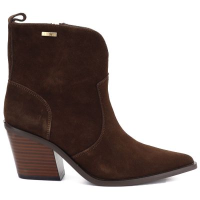 2. Damen-Lederstiefeletten, gefüttert, braune Cowboystiefel, Big Star SS274473