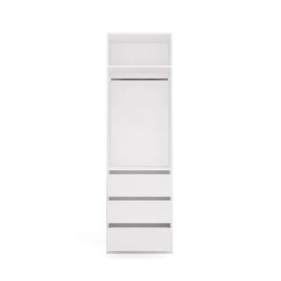 Garderobenschrank OPENO 1W1P3S WEISS – Modulares Regal mit Kleiderstange und 3 Schubladen