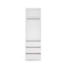 Garderobenschrank OPENO 1W1P3S WEISS – Modulares Regal mit Kleiderstange und 3 Schubladen