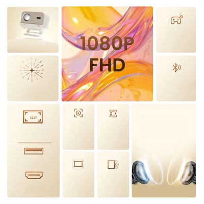 11. Yaber L2 Plus LCD FullHD 1080p Multimedia-Projektor mit JBL-Lautsprechern - Beige