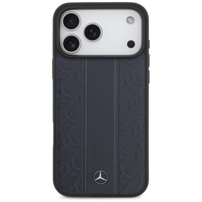 3. Mercedes Leather Laurel Leaves Stripes MagSafe Case für iPhone 17 Pro Max - Blau