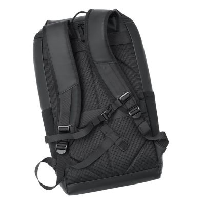 12. Rivacase Eden City Rucksack, Schwarz, Polyester, gewachstes Leder (Pull-Up)