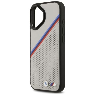 6. BMW M Tricolor Metal Logo MagSafe Case für iPhone 17 – Grau