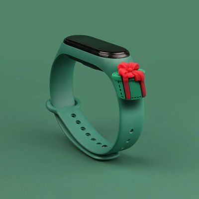2. Strap Xmas für Xiaomi Mi Band 3 / 4 Weihnachts-Silikonarmband mit Geschenk - Dunkelgrün