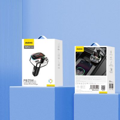 7. Dudao R2PRO+ Sender mit PD25W Bluetooth 5.3 RGB-Ladeanschlüssen - Schwarz und Silber