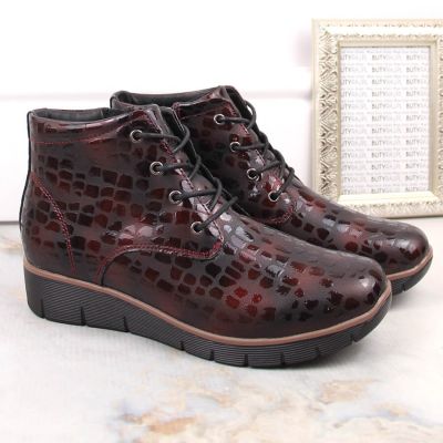 11. Isolierte Keilstiefeletten aus Leder Filippo W PAW376B burgunderrot
