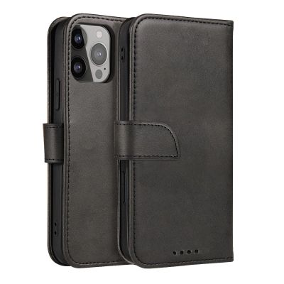 Magnet Case eine elegante Hülle mit Überschlag und Standfunktion iPhone 14 Max schwarz