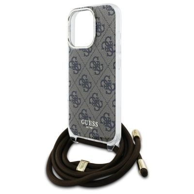 5. Guess Crossbody Cord 4G Print Hülle für iPhone 16 Pro Max – braun