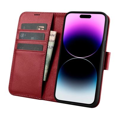 3. iCarer Wallet Case 2in1 Cover iPhone 14 Pro Max Leder Flip Cover Anti-RFID Rot (WMI14220728-RD)