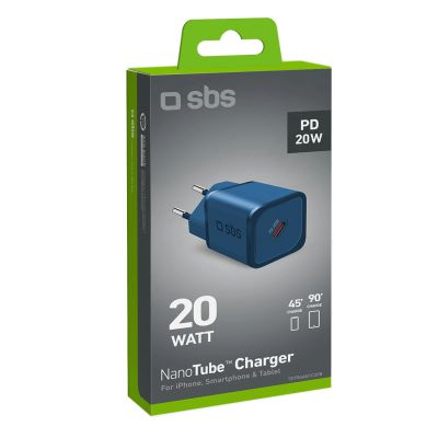 2. SBS TETRGAN1C20B 20-W-GaN-Netzwerkladegerät mit Power Delivery – blau