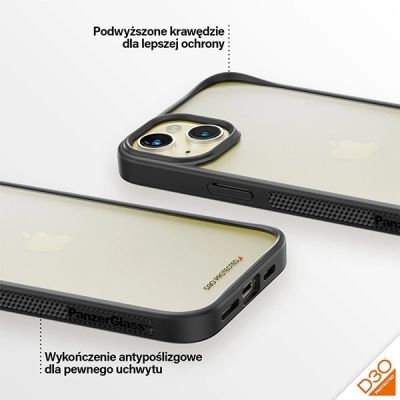 4. PanzerGlass ClearCase Hülle für iPhone 15 Plus / 14 Plus mit Militärzertifizierung – transparent und schwarz