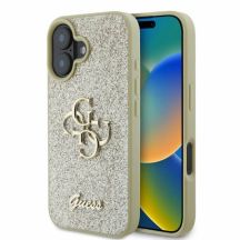 Guess Fixed Glitter Big 4G Hülle für iPhone 16 – Gold