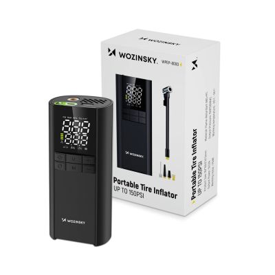 2. Wozinsky WPEP-8000 Kompressor, elektrische Pumpe, 8000-mAh-Powerbank, Taschenlampe – schwarz