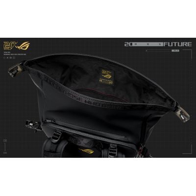 22. ASUS ROG SLASH Backpack Edition 20 Roll-Up Rucksack Schwarz Polyester, gewachstes Leder (zum Hochziehen)