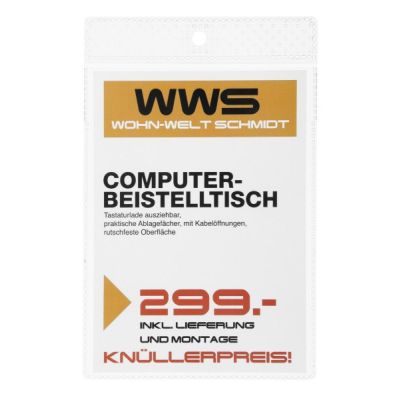2. Strapazierfähige Dokumententasche aus Kunststoff 229719, 105 x 148 mm (A6), 100 Stück.