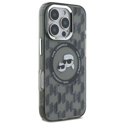 4. Karl Lagerfeld IML Monogram Karl & Choupette Head MagSafe Hülle für iPhone 16 Pro – Schwarz