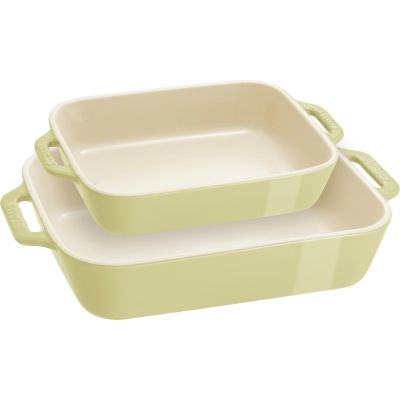 STAUB COOKING Set mit 2 rechteckigen Servierplatten, Hellgrün
