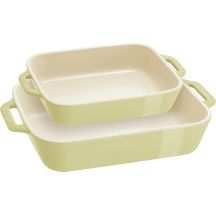 STAUB COOKING Set mit 2 rechteckigen Servierplatten, Hellgrün