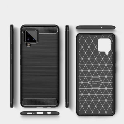 2. Carbon Case Flexibel Handyhülle TPU Schutzhülle für Samsung Galaxy A42 5G blau