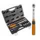 Neo Tools 1/4"-Drehmomentschlüssel, umkehrbar, 5-25 Nm, 21-teiliges Set