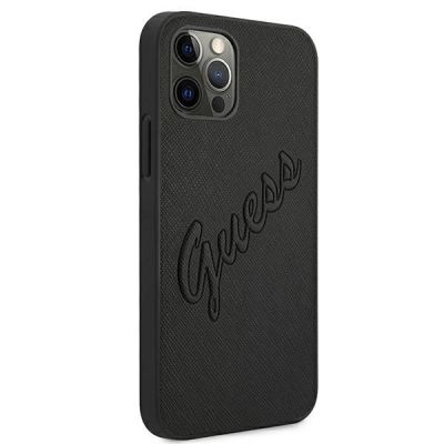 4. Guess Saffiano Vintage Script Case für iPhone 12 Pro Max 6,7" - Schwarz