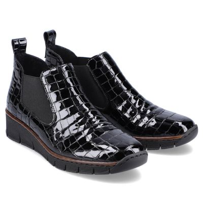 38. Rieker W R474 Schlangenleder Stiefeletten schwarz