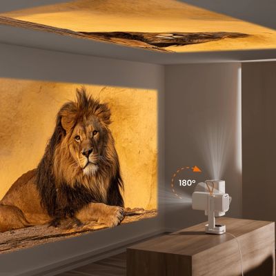 12. Yaber T1 Pro Tragbarer, ultrakompakter, faltbarer LCD-Projektor FullHD 1080p – Beige