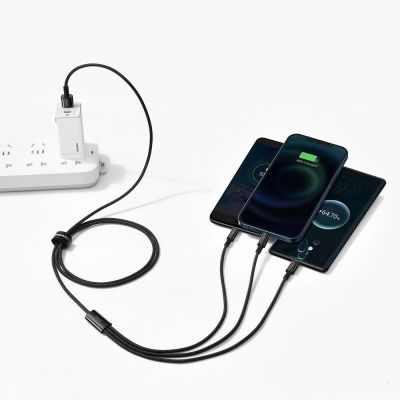 7. Baseus Tungsten 3in1 USB-Kabel - USB Typ C / Lightning / Micro-USB 3,5 A 1,5 m schwarz (CAMLTWJ-01)