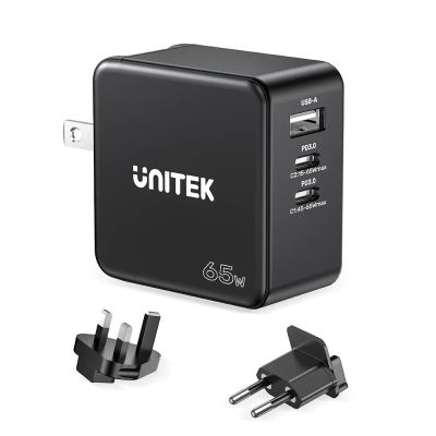 UNITEK GAN Ladegerät, PD 65W 2x USB-C, USB-A