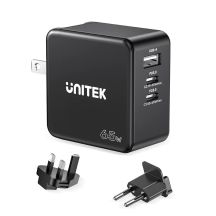 UNITEK GAN Ladegerät, PD 65W 2x USB-C, USB-A