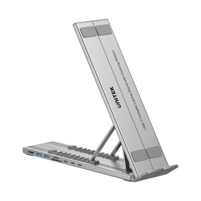 6. UNITEK Verstellbarer Laptopständer + Hub mit USB-C/A, HDMI 2.0, PD 100W