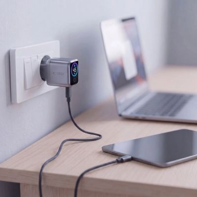 8. Tech-Protect PowerVision NC45W-GaN 1-Port PD 45W Wandladegerät – Dunkelgrau