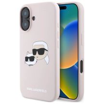 Karl Lagerfeld Silikon Nauble Heads Print MagSafe Case für iPhone 16 - Pink