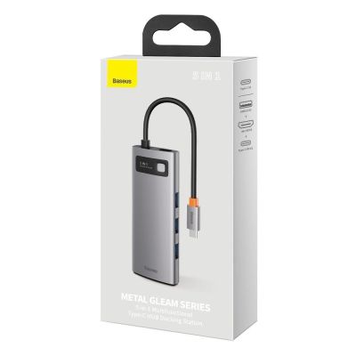 5. Baseus Metal Gleam Series 5-in-1 Multifunktions-HUB USB Typ C - USB Typ C Stromversorgung 100 W / HDMI 4K 30 Hz / 3x USB 3.2 Gen 1 (CAHUB-CX0G)