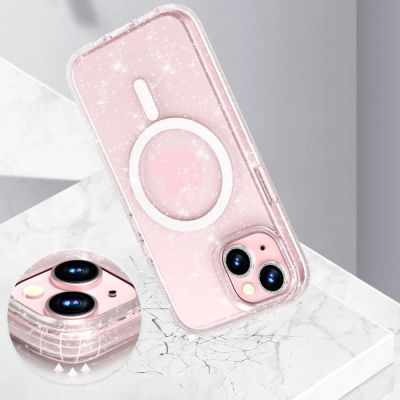 4. Tech-Protect FlexAir Hybrid MagSafe Hülle für iPhone 15 – transparent und glitzernd