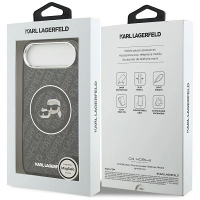 8. Karl Lagerfeld IML Glitter Karl & Choupette Heads Logo MagSafe Hülle für iPhone Air - Schwarz