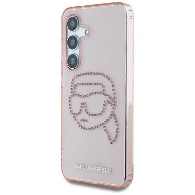 2. Karl Lagerfeld Rhinestones K. Head Logo Samsung Galaxy S25 Hülle, rosa